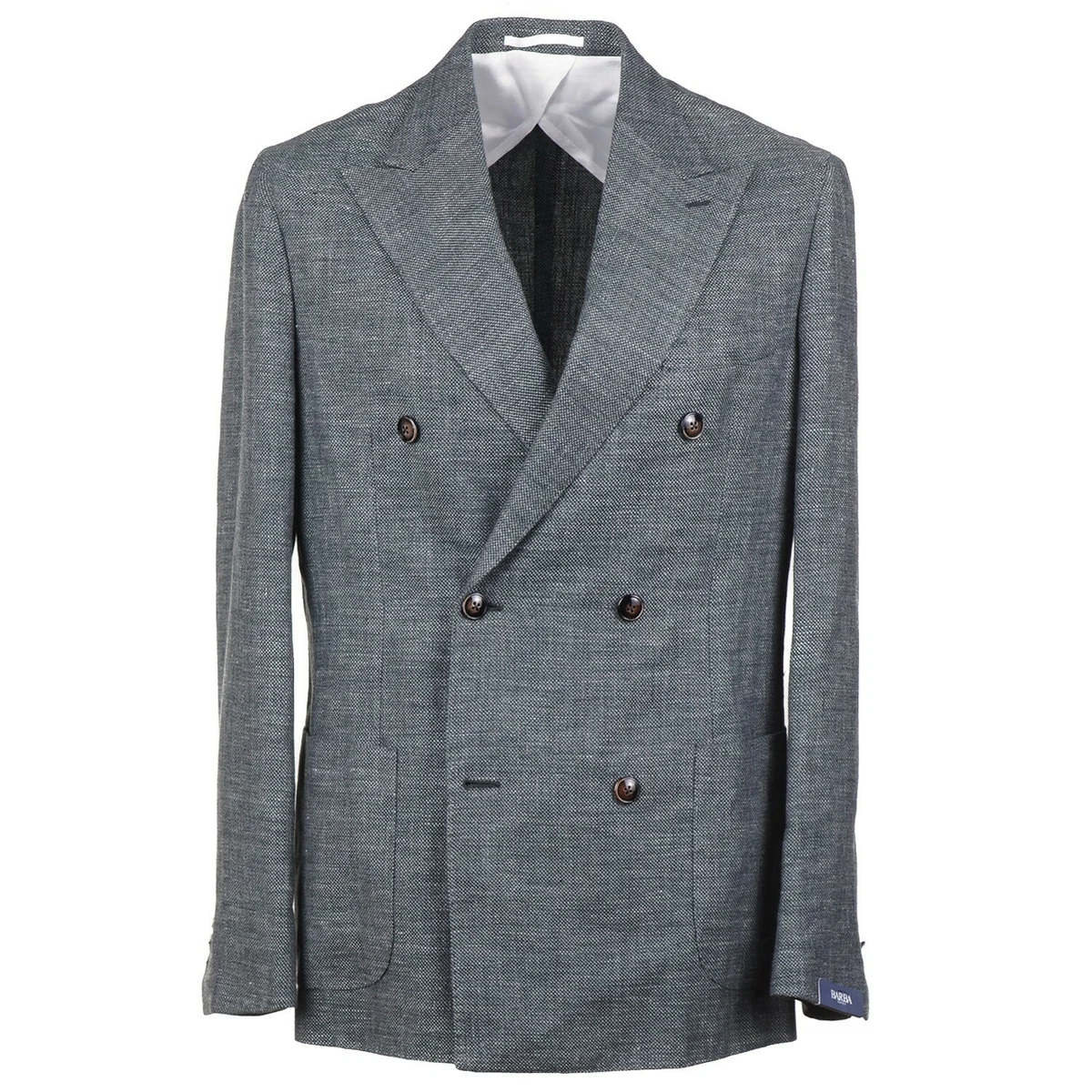 Barba single-breasted wool blend blazer - Blue