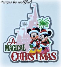 DISNEY XMAS scrapbook premade paper piecing page die cut piece ART CARD WOLFFEY5