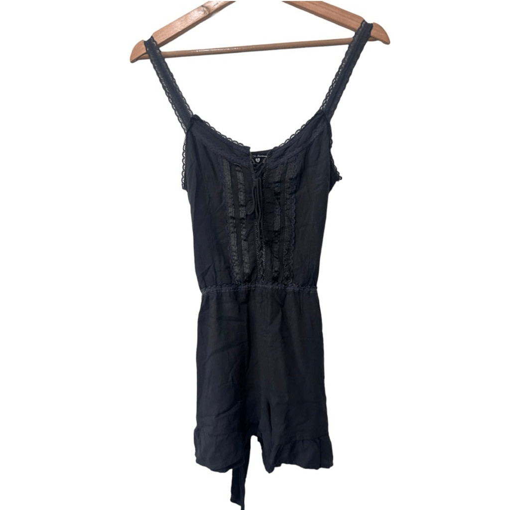 Wildfox Intimate Solid Black Sleeveless Lace Trim… - image 1
