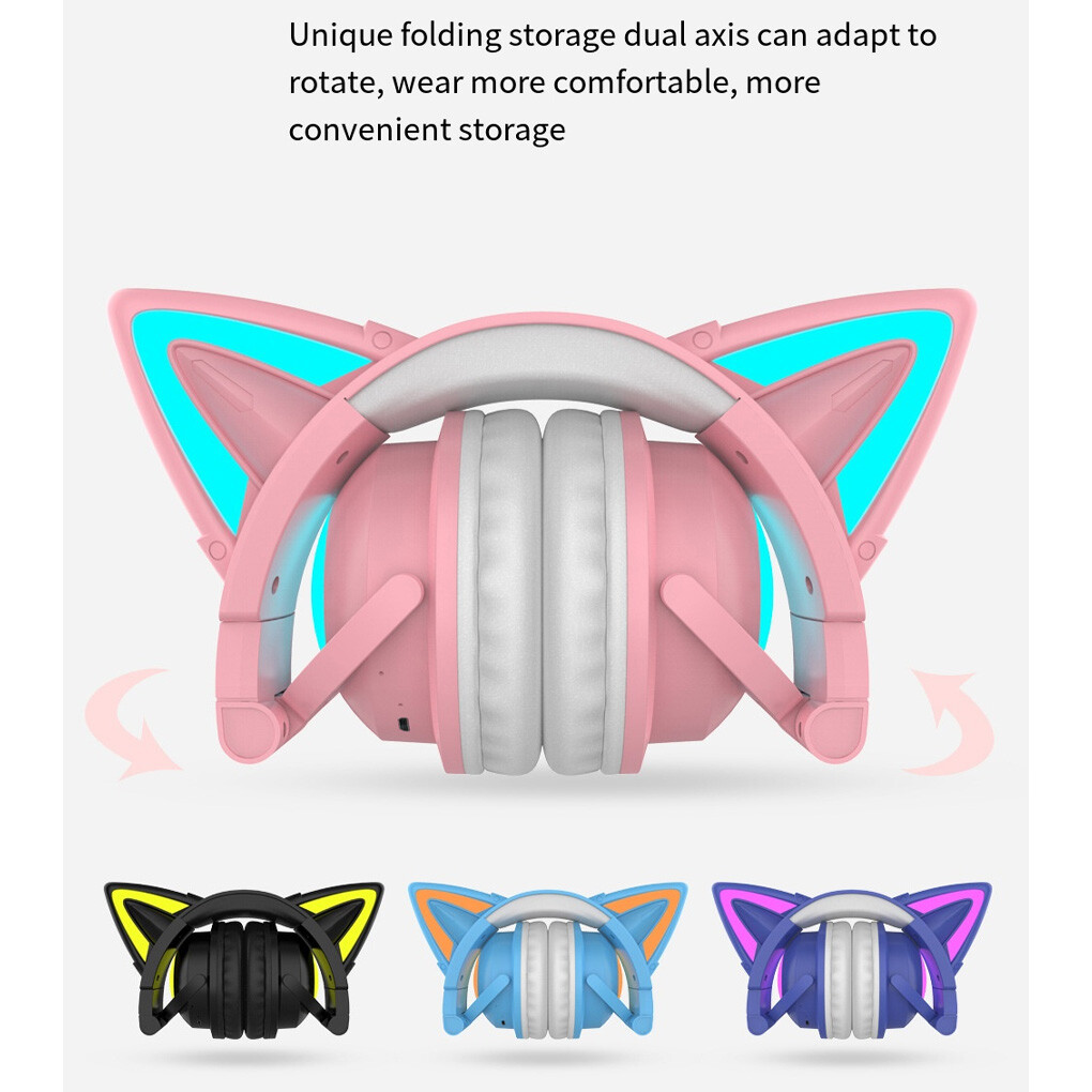 Cute Cat Ear Wireless Earphone Gaming Headphone Noise Reduction Hotel
