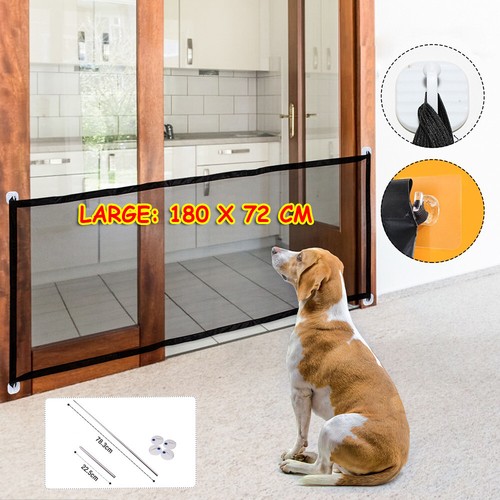 Pet Safety Gate Retractable Dog Barrier Folding Baby Doorway Stair