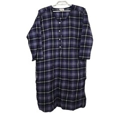 Vtg Victoria's Secret Womens Medium Plaid Flannel Night Shirt Dress Sleep Pajama