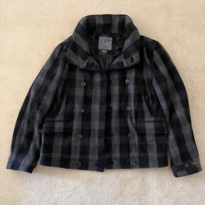 A|X Armani Exchange Armani Exchange Grey  Plaid Wool Coat - Women | size: L|
