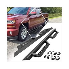 Black Chevy/GMC Crew Cab Running Boards, 2.75" Drop Steps Pair 07,19