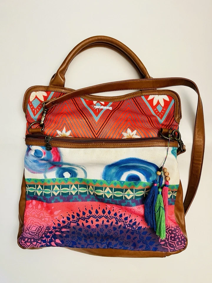 Bandolera Desigual Happy Bazaar Cartera Boho Floral Plegable Lona Expandible Foto 2 de 4