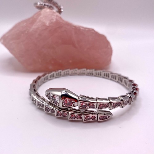 Juego de anillos de pulsera serpiente de circonio cúbico de lujo enchapado en oro 18 quilates | pulsera víbora - Imagen 12 de 12