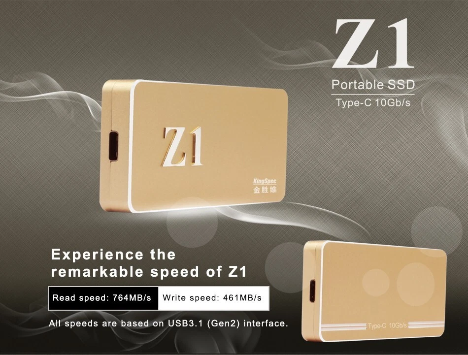 KingSpec 512GB Z1 USB3.1 Type-C External SSD Z1-512 - Image 2 of 2
