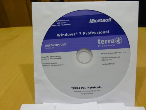Windows 7 Pro Recovery DVD 64 Bit von Terra PC/Notebook für jeden Rechner nutzb. - Bild 1 von 2