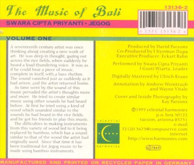 VARIOUS ARTISTS MUSIC OF BALI, VOL. 1 NEW CD