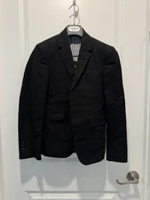 THOM BROWNE CLASSIC SUIT COTTON CANVAS MED WEIGHT IN BLACK SIZE 00 NWT