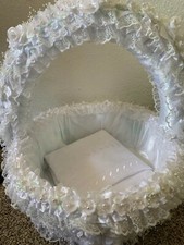 Large Heavy White Satin Pearls Neatly Handmade Basket