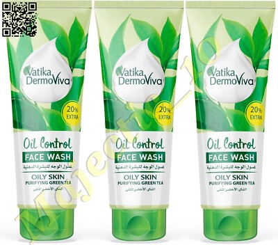 Vatika Dermoviva Oil Control Facewash Purifying Green Tea For Oily Skin 3 X 185m