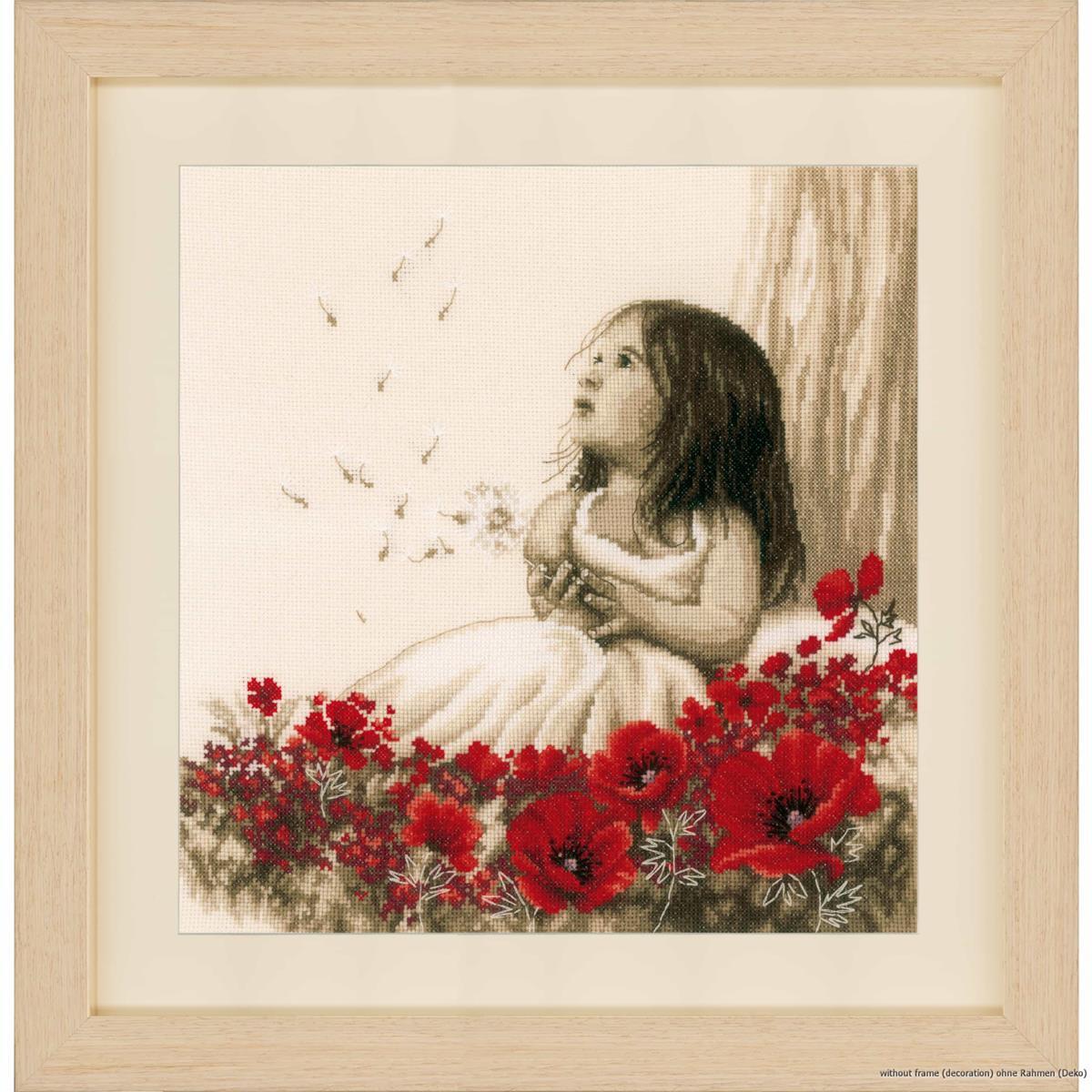 Vervaco cross stitch kit ""Girl in a poppy field"", counted, DIY