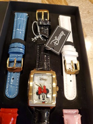 Disney Mickey Mouse Watch Set w/ 5 Leather Bands – Gold Casing Gold Tone Mickey Mouse Watch by Mason – Nelson Coleman Jewelers main image 2