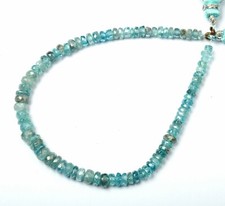 Natural Blue Zircon Beads Faceted Rondelle Shape Beads 7 Inch Strand 4-5 MM Bead