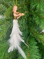 Christbaumschmuck Engel Mit Geige Und Federkleid Schwarz-Gold-Weiß HäNger 16Cm