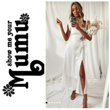 NWOT Show Me Your MuMu Garden Midi Dress in Ivory Luxe Satin XL