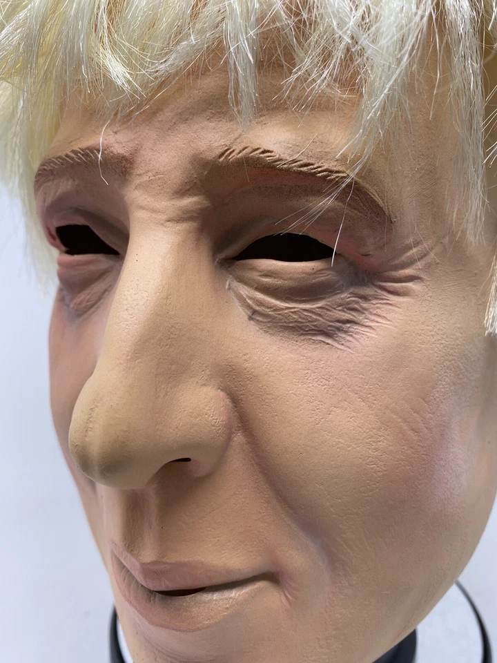 Máscara Boris Johnson Primer Ministro Británico Celebridad Peluca Rubia Cabello Foto 4 de 4
