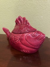 Vintage Pollo del Mare Bauer California Ceramica Tonno Rosso Panettiere Insalatiera