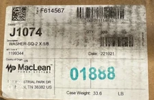 Case Of (300) Joslyn MacLean Power Systems J1074 1/8" X 2" X 2" SQ Pole Washer