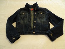 Elle Denim Jean Jacket Size Medium Dark Blue Wash Button Front Stretch