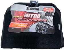 Simoniz Nitro Black Carpet Floor Mats 4 Piece Set Fits Most Cars Trucks Suvs 