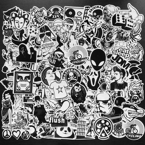 120 Pack Black White JDM Sticker Car Motorcycle Racing ATV UTV Helmet Decals Lot - Picture 4 of 7