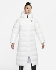 NWT Nike Therma-FIT City Series Long Puffer Down Parka - DH4081-100 - White - S