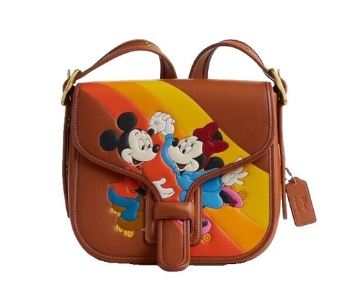 DISNEY X COACH Mickey Mouse Ears White Patricia Leather Saddle 