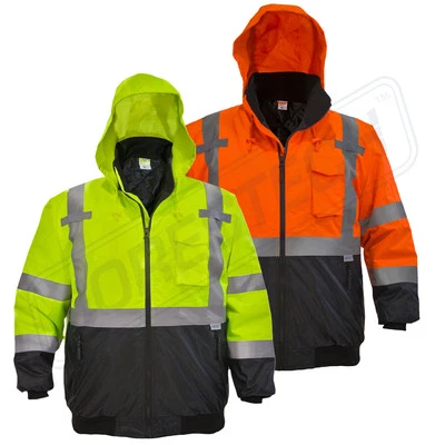 Hi-Vis Insulated Safety Bomber Reflective Jacket ROAD WORK HIGH JORESTECH