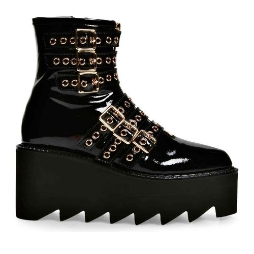 NIB Jeffrey Campbell Gristle Patent Leather Buckle & Grommet Combat Boot Size 8 - Picture 3 of 5