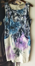 ELIE TAHARI Women's Sleeveless Watercolor Floral Shift Dress w/ Pockets Size 6?