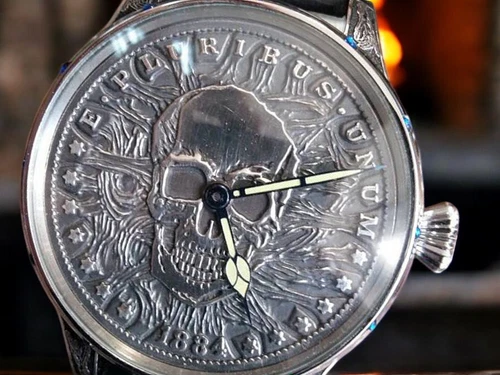 ROLEX Marriage Wristwatch w/ Antique Manual Pocket Watch 1918 BLK Leather Belt