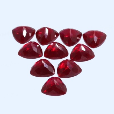 5 pcs Lot Natural 7-12 mm Mozambique Blood Red Ruby Trillion Loose Gemstone 5ATM