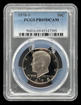 Atemberaubende amerikanische 50C 1978-S bewertet Kennedy Half Dollar Polierte Platte Münze PCGS PR69DCAM