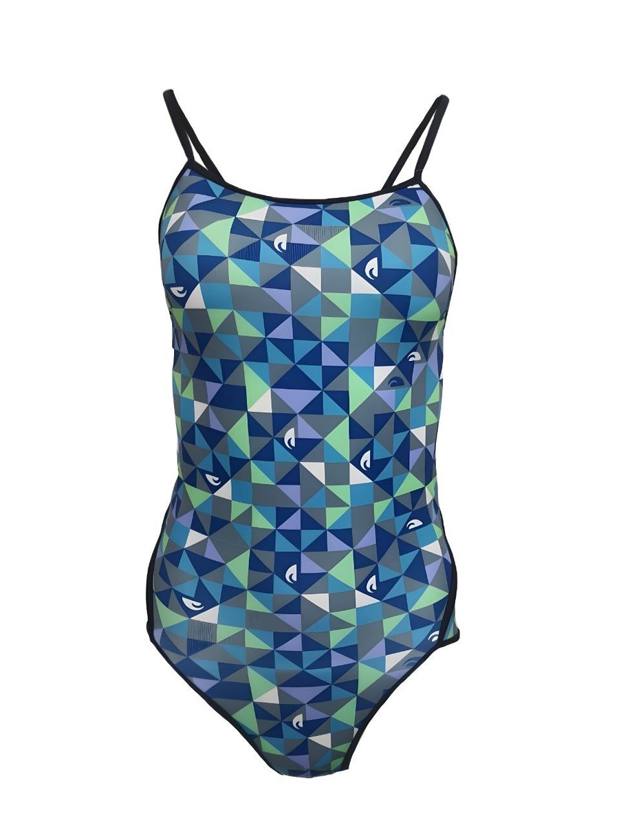 TURBO Women's Blue Origami Cross Back One Piece Swimsuit #8300132 XX-Large  NWT
