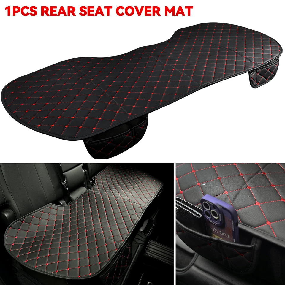 PU Leather Car Rear Back Seat Cover Universal Pad Mat Chair Protector Cushion US - Изображение 3 из 4
