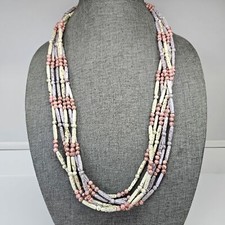 VINTAGE Multi-Strand Pastel Splatter Plastic Bead Beaded Convertible Necklace