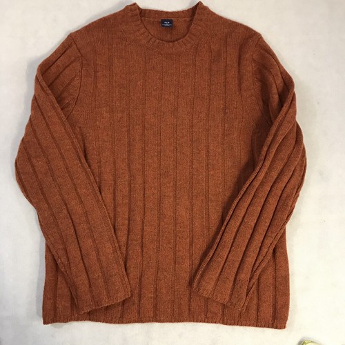 Lambs Wool Sweater Rustic Orange Ribbed 