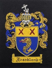 Handbesticktes Familienwappen Blazer Abzeichen aus B&uuml;schelgarn & Draht