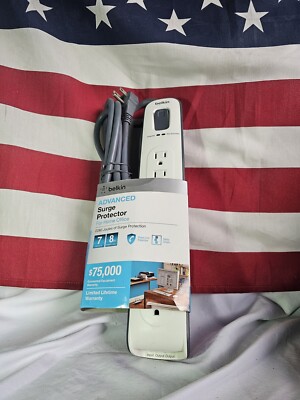 Belkin Home/Office Surge Protector 7 Outlets 8 ft Cord 2280 Joules White
