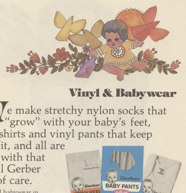 Vintage 1970s Gerber Baby Clothes Ad Coupon Illustration Litho Print 