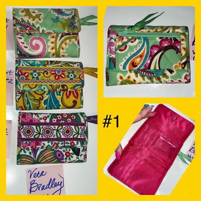Vera Bradley Tri-fold Wallet Teal Floral Full Size Retired $60 NWOT #1  Teal