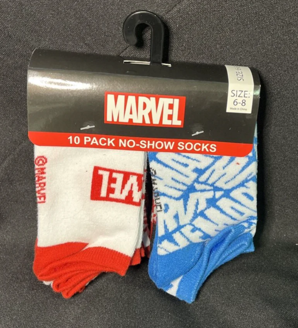 Marvel Kids No Show Socks 10 Pack Size 6-8 for Boys & Girls-image