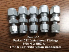 LOT OF 5 NEW PARKER CPI ALUMINUM TUBING FITTINGS P/N 4-2-HBZ-A NIB