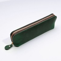 Vintage Rindsleder Federmappe FedermäPpchen SchlampermäPpchen Federtasche Etui