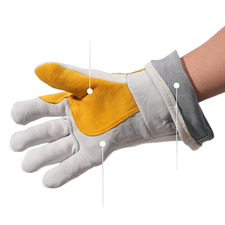 Welding Gloves Double Layer Sheepskin Cowhide 16cm Hand Size Heat Safe