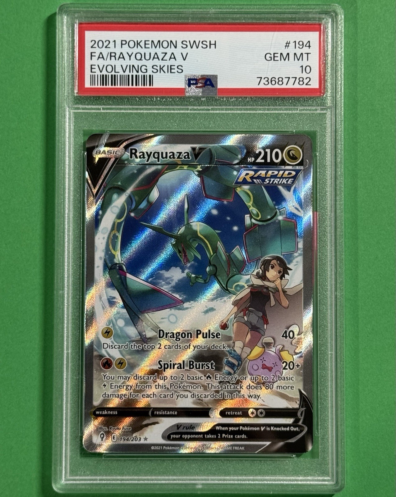 PSA 10 Rayquaza V 194/203 Alternate Art Evolving Skies Pokemon GEM MINT Alt Art