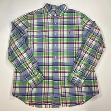 Ralph Lauren Classic Fit Plaid Button Down Shirt Long Sleeve Men's XL Green Pink