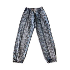 Vtg 80's BB Surf Western Tribal Abstract Geometric Pattern Denim Jogger Pants M